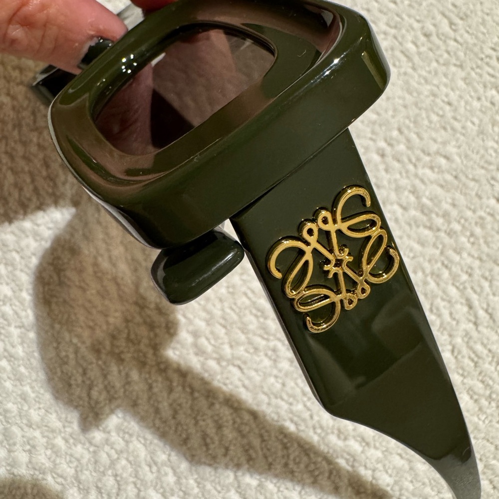 Olive Green Rectangular Sunglasses - image 2